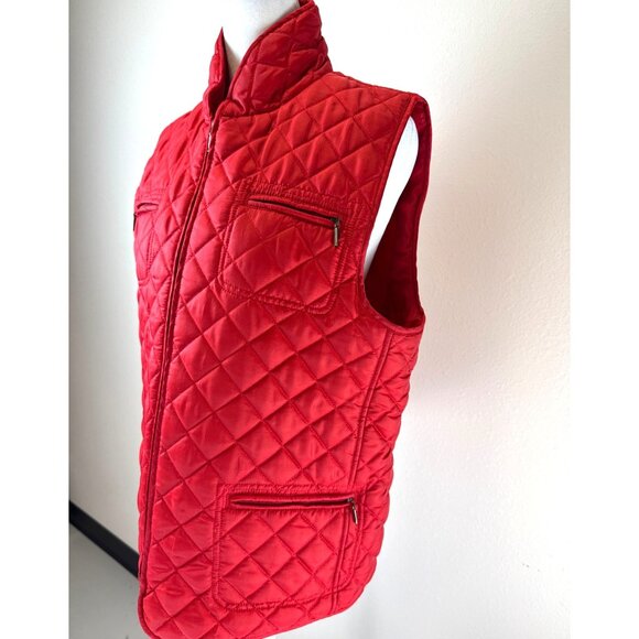 Chico’s Size 2 Red Quilted Vest Double Zipper Lined Teacher School Casual - Picture 3 of 14